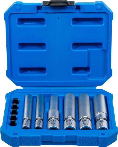 Glüh- und Zündkerzen-Gelenk-Einsatz-Satz | Antrieb Innenvierkant 6,3 mm (1/4") / 10 mm (3/8") | SW 8 - 9 - 10 - 12 - 14 - 16 mm | 11-tlg.