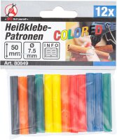 Heißklebe-Patronen | bunt | Ø 7,5 mm, 50 mm | 12-tlg.