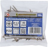 Mehrzweckschrauben | Kreuzschlitz PZ2 | 5,0 x 80 mm | 50...