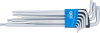 Winkelschlüssel-Satz | extra lang | T-Profil (für Torx) mit Kugelkopf | T10 - T50 | 9-tlg.