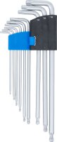 Winkelschlüssel-Satz | extra lang | T-Profil (für Torx) mit Kugelkopf | T10 - T50 | 9-tlg.