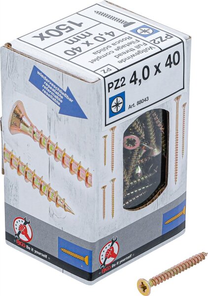 Mehrzweckschrauben | Kreuzschlitz PZ2 | 4,0 x 40 mm | 150 Stück