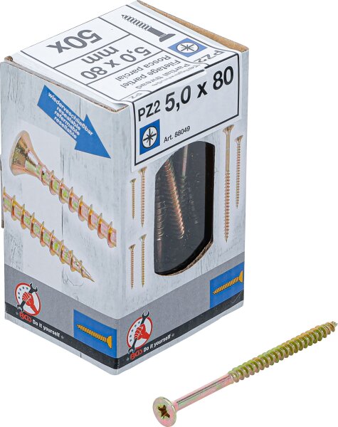 Mehrzweckschrauben | Kreuzschlitz PZ2 | 5,0 x 80 mm | 50 Stück