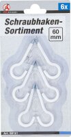 Schraubhaken-Sortiment | weiß | kunststoffummantelt | 60 mm | 6-tlg.
