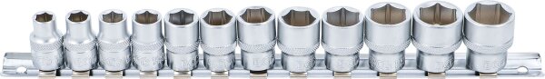 Steckschlüssel-Einsatz-Satz, Sechskant | Antrieb Innenvierkant 10 mm (3/8") | SW 8 - 19 mm | 12-tlg.