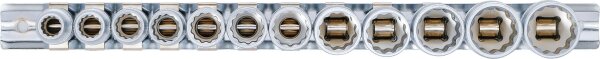 Steckschlüssel-Einsatz-Satz, Zwölfkant | Antrieb Innenvierkant 10 mm (3/8") | SW 8 - 19 mm | 12-tlg.