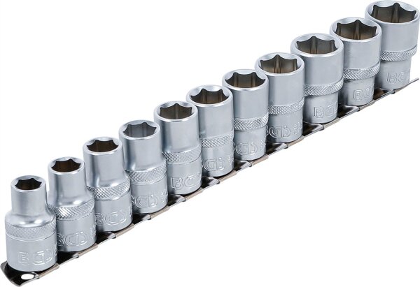 Steckschlüssel-Einsatz-Satz, Sechskant | Antrieb Innenvierkant 12,5 mm (1/2") | SW 10 - 21 mm | 11-tlg.