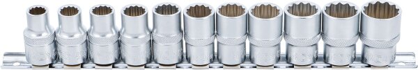 Steckschlüssel-Einsatz-Satz, Zwölfkant | Antrieb Innenvierkant 12,5 mm (1/2") | SW 10 - 21 mm | 11-tlg.