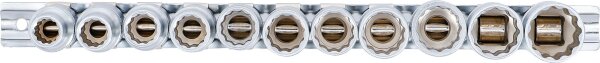 Steckschlüssel-Einsatz-Satz, Zwölfkant | Antrieb Innenvierkant 12,5 mm (1/2") | SW 10 - 21 mm | 11-tlg.