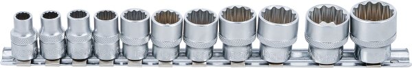 Steckschlüssel-Einsatz-Satz, Zwölfkant | Antrieb Innenvierkant 10 mm (3/8") | Zollgrößen | 11-tlg.