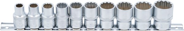Steckschlüssel-Einsatz-Satz, Zwölfkant | Antrieb Innenvierkant 12,5 mm (1/2") | Zollgrößen | 10-tlg.