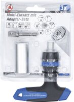 Multi-Einsatz mit Adapter-Satz | mit Ratschen-T-Griff, umschaltbar | 3-tlg.