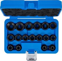 Kraft-Steckschlüssel-Einsatz-Satz Sechskant, extra flach | Antrieb Innenvierkant 12,5 mm (1/2") | SW 8 - 24 mm | 17-tlg.