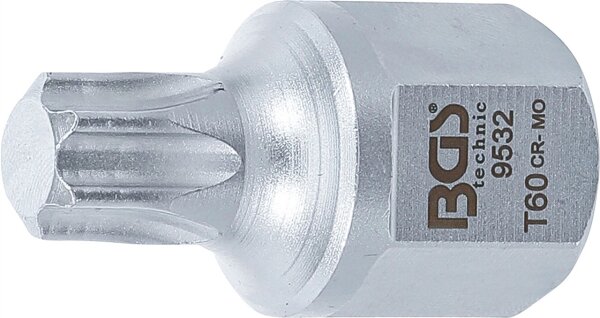 Keilrippenriemen-Bit-Einsatz | Antrieb Innenvierkant 12,5 mm (1/2"), Außensechskant SW 22 mm | T-Profil (für Torx) T60