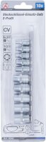 Steckschlüssel-Einsatz-Satz E-Profil | Antrieb Innenvierkant 6,3 mm (1/4") / 10 mm (3/8") | SW E4 - E16 | 10-tlg.