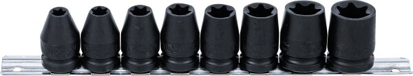 Kraft-Steckschlüssel-Einsatz-Satz E-Profil | Antrieb Innenvierkant 12,5 mm (1/2") | SW E10 - E24 | 8-tlg.