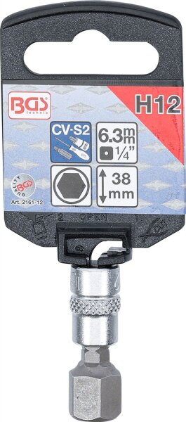 Bit-Einsatz | Antrieb Innenvierkant 6,3 mm (1/4") | Innensechskant 12 mm