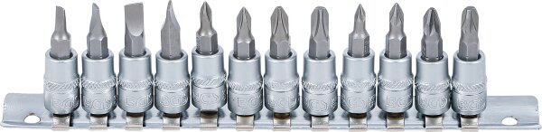 Bit-Einsatz-Satz | Antrieb Innenvierkant 6,3 mm (1/4") | Schlitz, Kreuzschlitz PH, Kreuzschlitz PZ | 12-tlg.