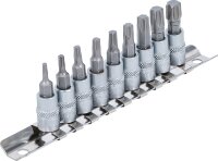 Bit-Einsatz-Satz | Antrieb Innenvierkant 6,3 mm (1/4") | T-Profil (für Torx) T10 - T50 | 9-tlg.