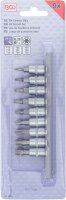 Bit-Einsatz-Satz | Antrieb Innenvierkant 6,3 mm (1/4") | T-Profil (für Torx) T10 - T50 | 9-tlg.