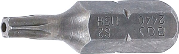 Bit | Länge 25 mm | Antrieb Außensechskant 6,3 mm (1/4") | T-Profil (für Torx) mit Bohrung T15