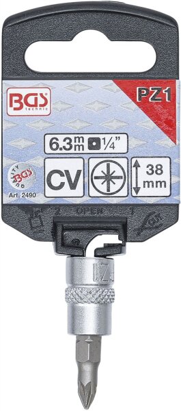 Bit-Einsatz | Antrieb Innenvierkant 6,3 mm (1/4") | Kreuzschlitz PZ1