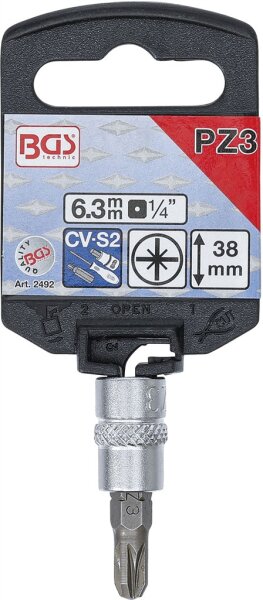 Bit-Einsatz | Antrieb Innenvierkant 6,3 mm (1/4") | Kreuzschlitz PZ3