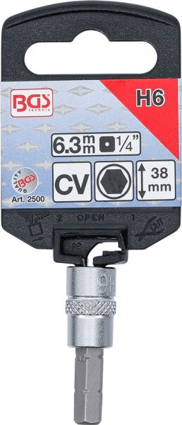 Bit-Einsatz | Antrieb Innenvierkant 6,3 mm (1/4") | Innensechskant 6 mm