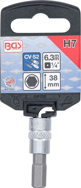 Bit-Einsatz | Antrieb Innenvierkant 6,3 mm (1/4") | Innensechskant 7 mm