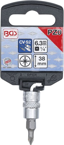 Bit-Einsatz | Antrieb Innenvierkant 6,3 mm (1/4") | Kreuzschlitz PZ0