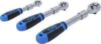 Umschaltknarren-Satz | ausziehbar | Abtrieb Außenvierkant 6,3 mm (1/4") - 10 mm (3/8") - 12,5 mm (1/2") | 3-tlg.