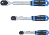 Umschaltknarren-Satz | ausziehbar | Abtrieb Außenvierkant 6,3 mm (1/4") - 10 mm (3/8") - 12,5 mm (1/2") | 3-tlg.