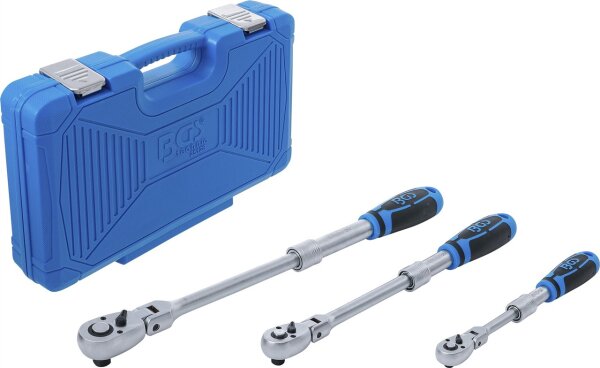 Umschaltknarren-Satz | ausziehbar, abwinkelbar | Abtrieb Außenvierkant 6,3 mm (1/4") - 10 mm (3/8") - 12,5 mm (1/2") | 3-tlg.