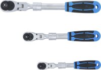 Umschaltknarren-Satz | ausziehbar, abwinkelbar | Abtrieb Außenvierkant 6,3 mm (1/4") - 10 mm (3/8") - 12,5 mm (1/2") | 3-tlg.