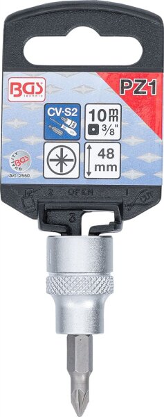 Bit-Einsatz | Antrieb Innenvierkant 10 mm (3/8") | Kreuzschlitz PZ1