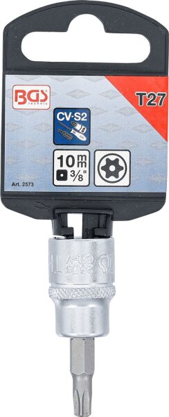 Bit-Einsatz | Antrieb Innenvierkant 10 mm (3/8") | T-Profil (für Torx) mit Bohrung T27