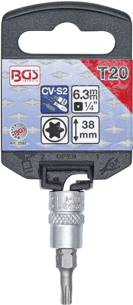 Bit-Einsatz | Antrieb Innenvierkant 6,3 mm (1/4") | T-Profil (für Torx) T20