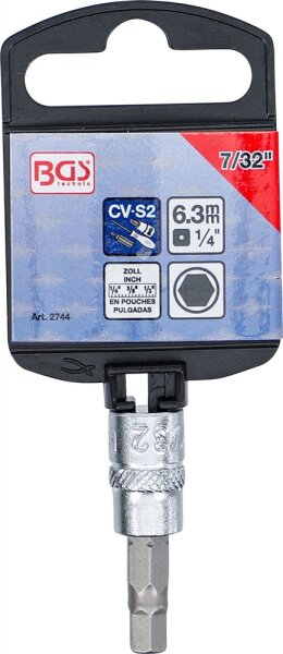 Bit-Einsatz | Antrieb Innenvierkant 6,3 mm (1/4") | Innensechskant 7/32"