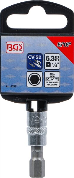 Bit-Einsatz | Antrieb Innenvierkant 6,3 mm (1/4") | Innensechskant 5/16"