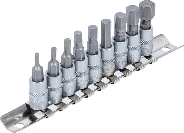 Bit-Einsatz-Satz | Antriebe Innenvierkant 6,3 mm (1/4") | Innensechskant 3/32" - 3/8" | Zollgrößen | 9-tlg.