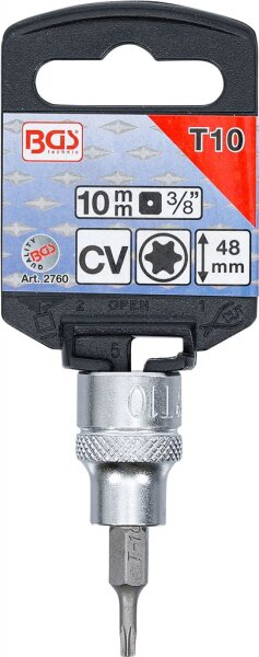 Bit-Einsatz | Antrieb Innenvierkant 10 mm (3/8") | T-Profil (für Torx) T10
