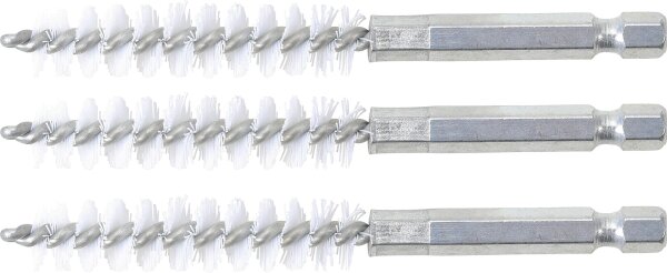 Nylonbürste | 11 mm | Antrieb Außensechskant 6,3 mm (1/4") | 3-tlg.