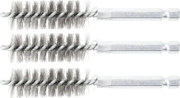 Stahlbürste | 16 mm | Antrieb Außensechskant 6,3 mm (1/4") | 3-tlg.