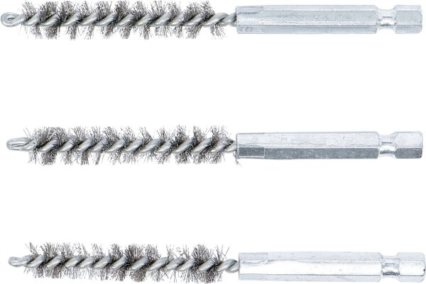 Stahlbürste | 9 mm | Antrieb Außensechskant 6,3 mm (1/4") | 3-tlg.