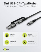 goobay 2in1 USB-Kabel 2in1 2,0 m silber, spacegrau, 1 St.