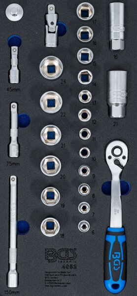 Werkstattwageneinlage 1/3: Steckschlüssel-Satz | 10 mm (3/8") | 26-tlg.