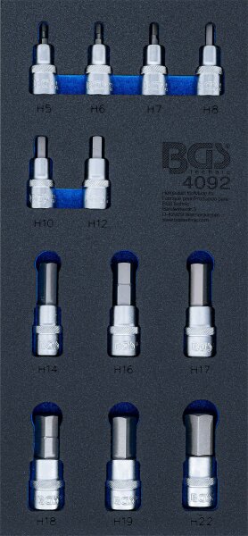 Werkstattwageneinlage 1/3: Bit-Einsatz-Satz | Innensechskant | 12,5 mm (1/2") | 12-tlg.