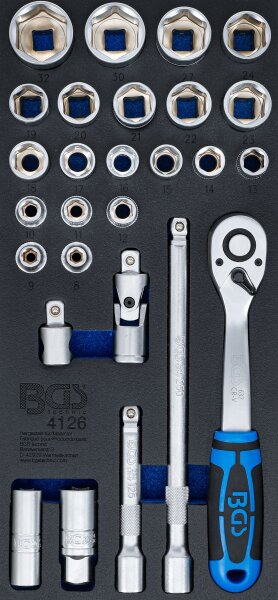 Werkstattwageneinlage 1/3: Steckschlüssel-Satz | 12,5 mm (1/2") | 27-tlg.