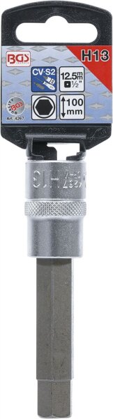 Bit-Einsatz | Länge 100 mm | Antrieb Innenvierkant 12,5 mm (1/2") | Innensechskant 13 mm