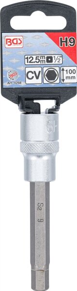 Bit-Einsatz | Länge 100 mm | Antrieb Innenvierkant 12,5 mm (1/2") | Innensechskant 9 mm